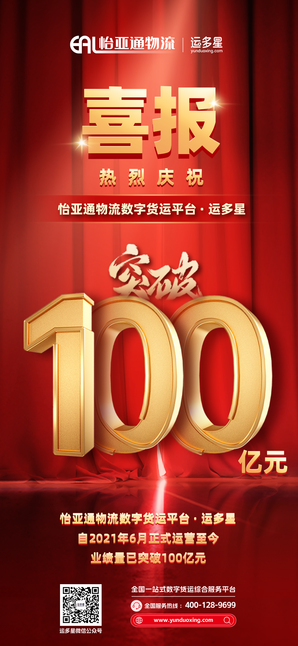 热烈庆祝 | J9国际站登录物流数字货运平台·运多星累计业绩量突破100亿元